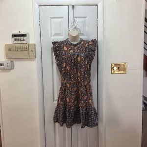 Flutter Sleeveless Dress Brown M